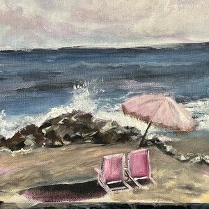 Original hand painted beach wall art decor coastal